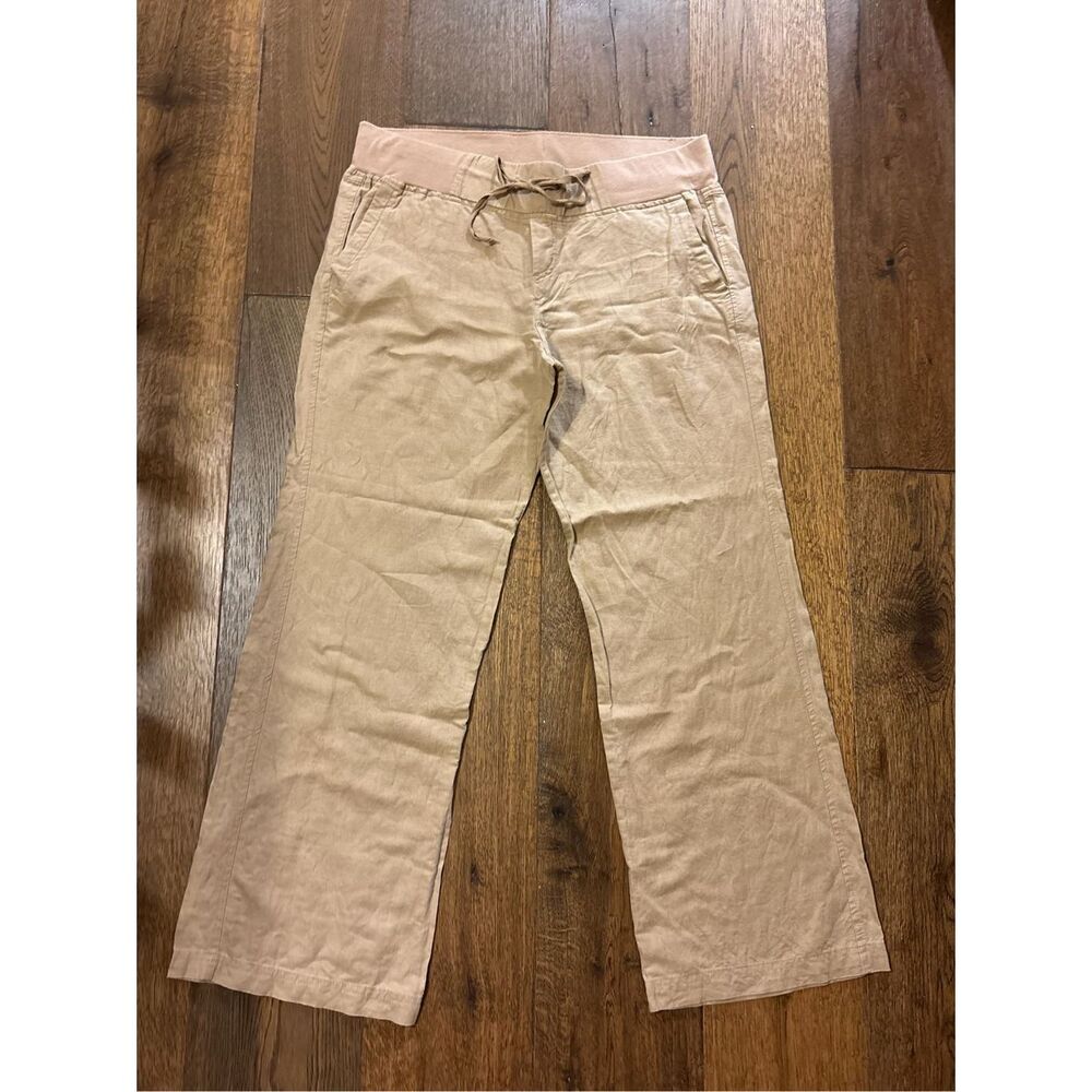 Soho NY & Co tan linen pants flowy straight leg L